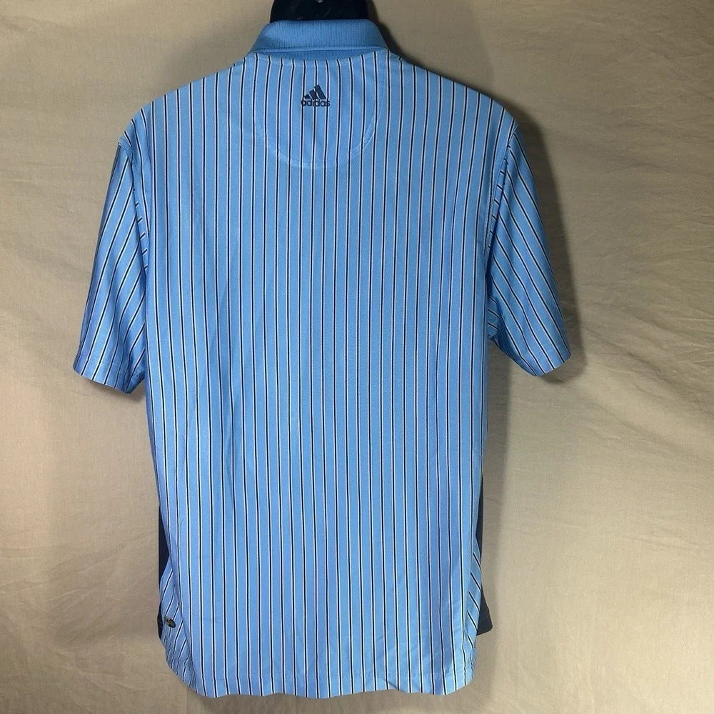 ADIDAS ClimaCool Golf Polo Blue Striped Shirt‎ Collared Mens M Medium